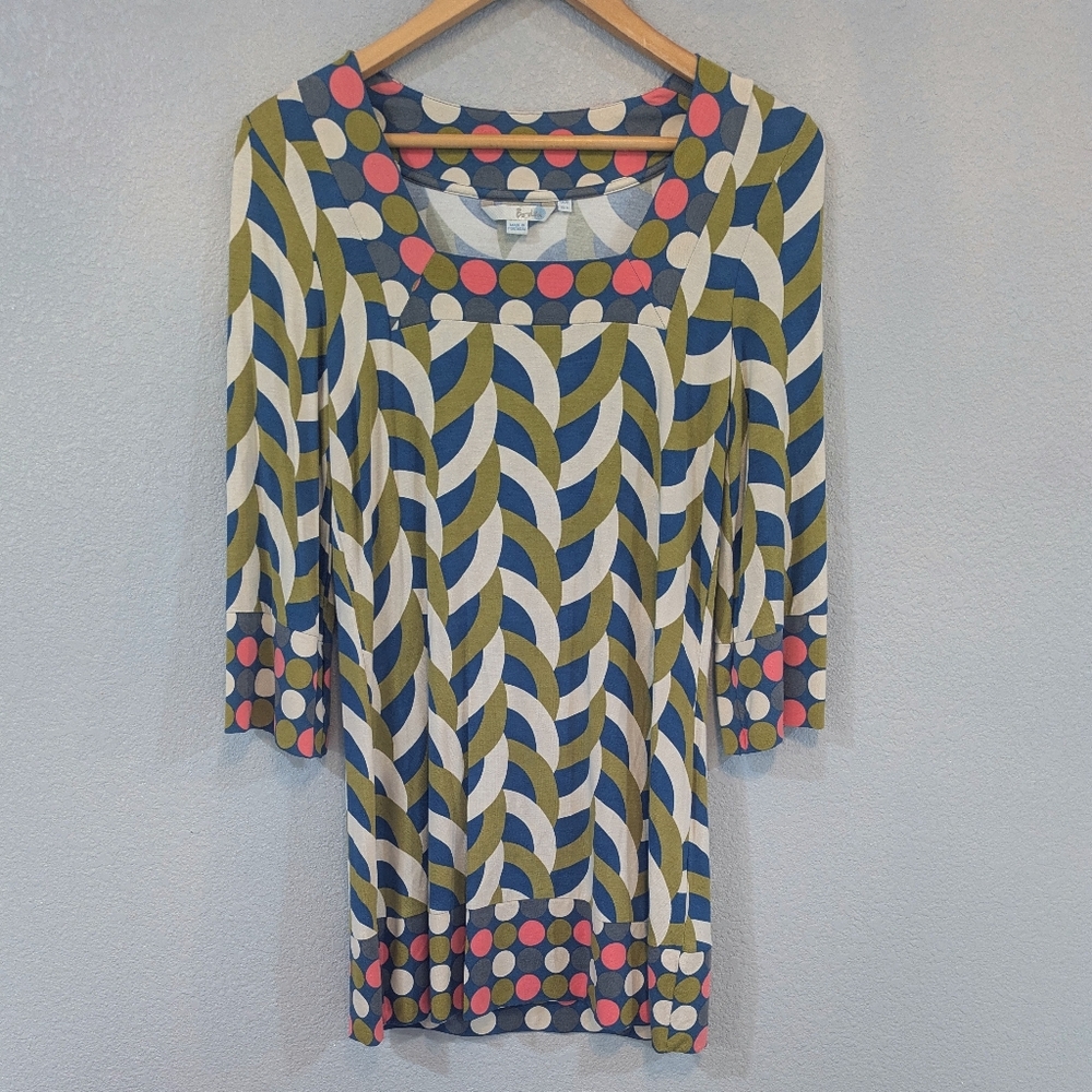 Boden Multicolor Wave Pattern Shift Dress | Blue Pink Cream - US Size 6